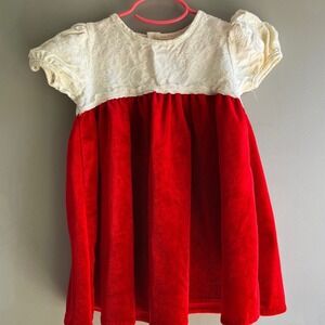 Toddler Girls Red Velvet Dress Party Holiday Damask Top Short Sleeve